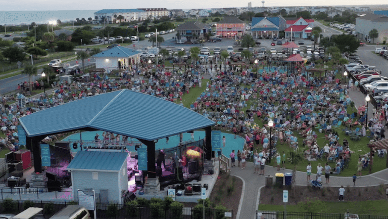 stage and crowd on a ocean isle beach festival